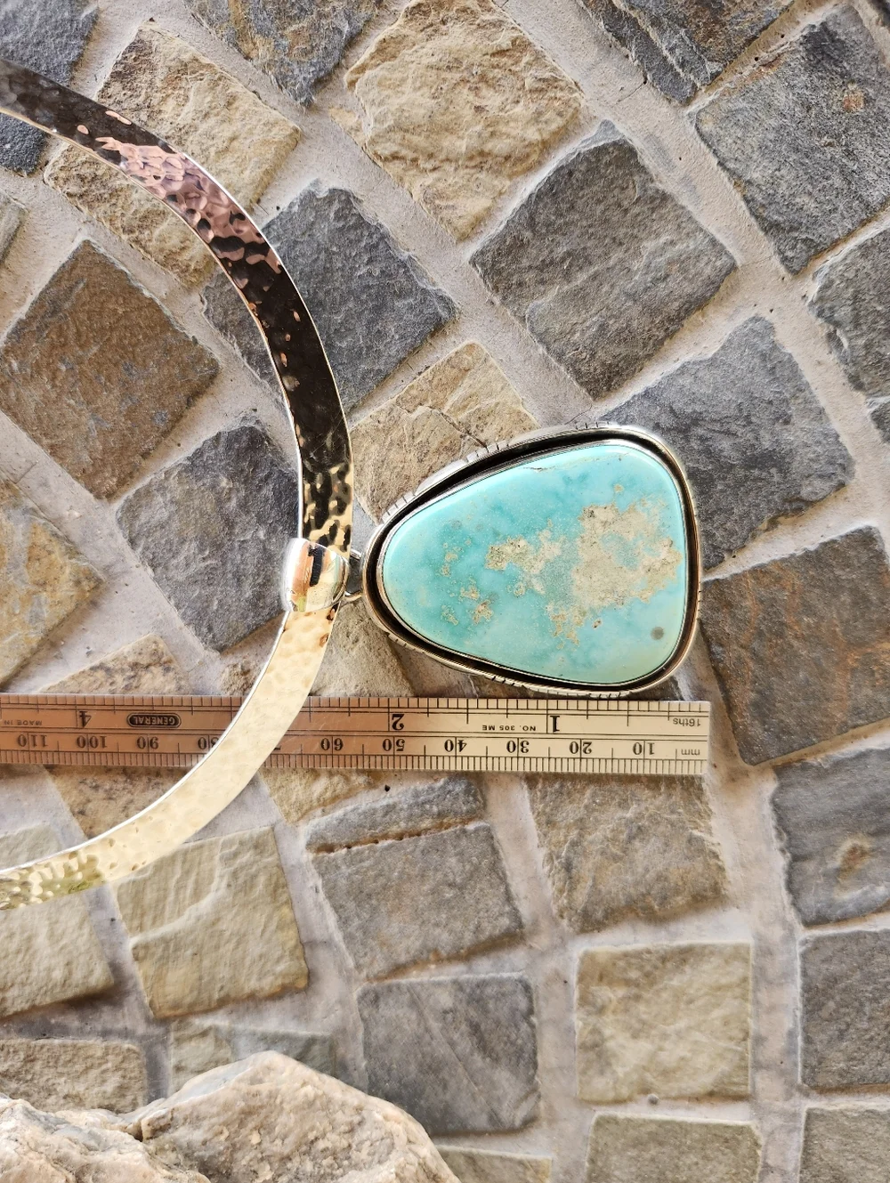 Sterling Silver Navajo SIGNED Huge Turquoise Necklace - Picture 12 of 17